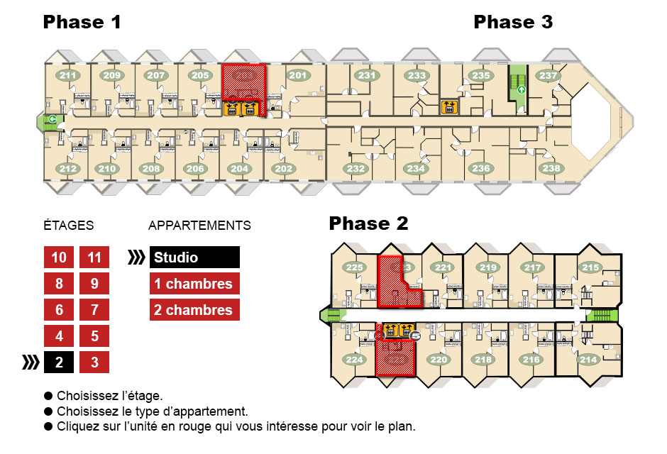 Plans des appartements – Résidence de la Rive
